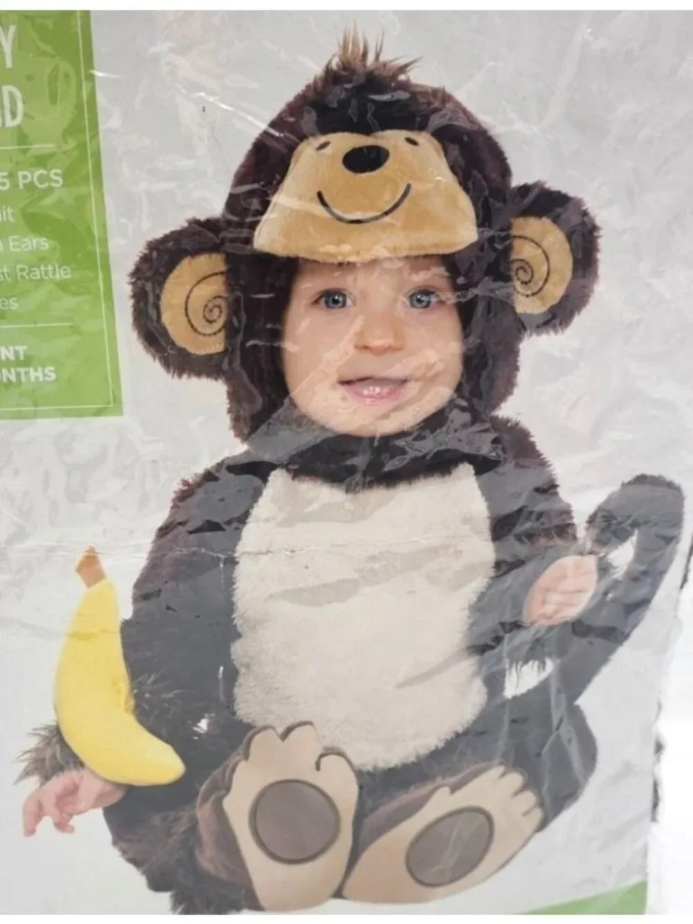 Monkey Around Baby Halloween Costume 6-12 Months Plush Banana Rattle Halloween